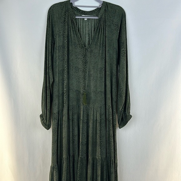 Karyn Seo Snake Print Long Sleeve Tiered Maxi Dress - Picture 1 of 12
